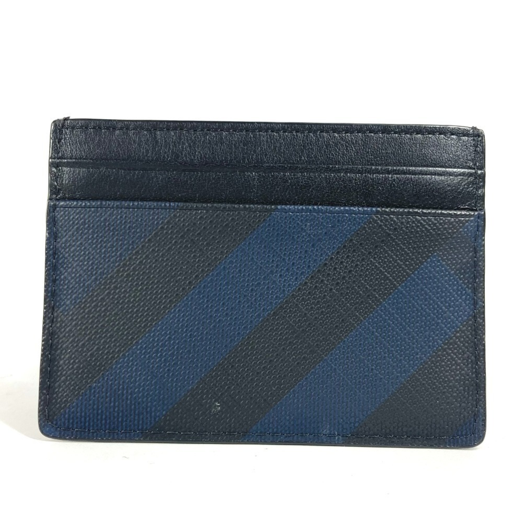 BURBERRY Check Business Card Holder Pass Case Holder/Card Leather Men's Women's Navy