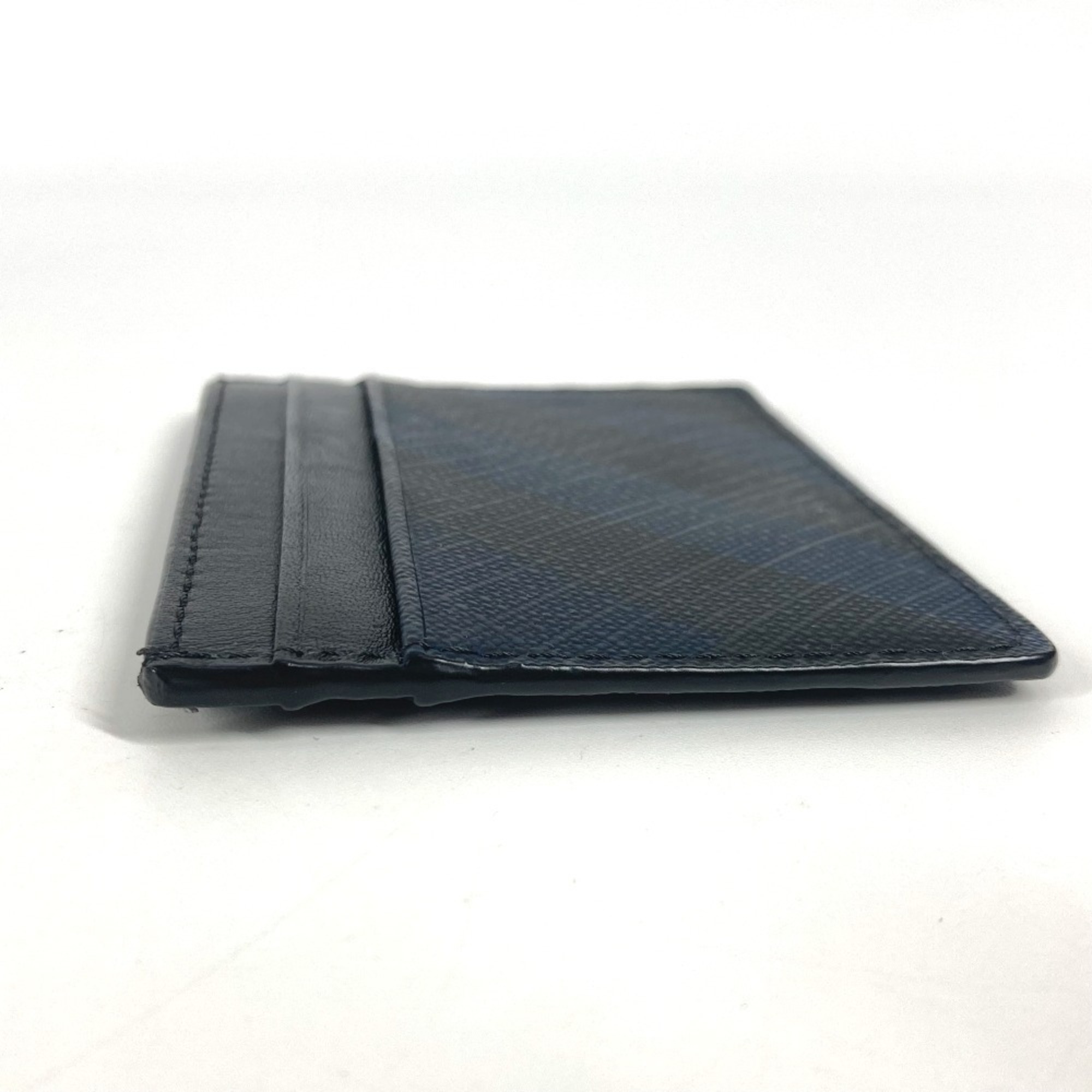 BURBERRY Check Business Card Holder Pass Case Holder/Card Leather Men's Women's Navy