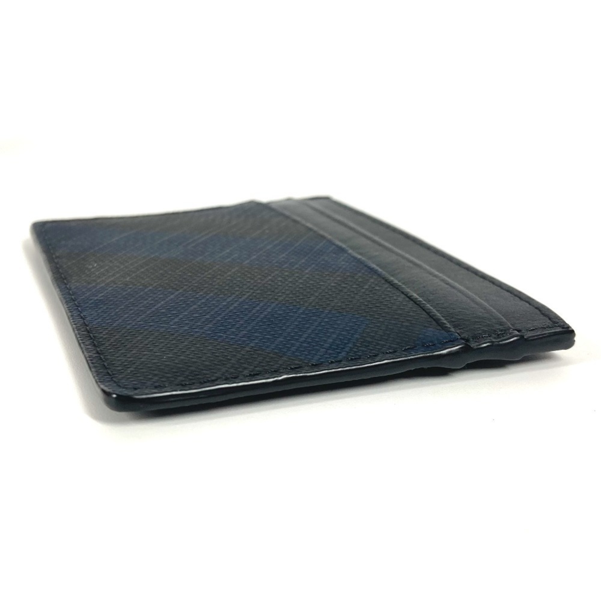 BURBERRY Check Business Card Holder Pass Case Holder/Card Leather Men's Women's Navy