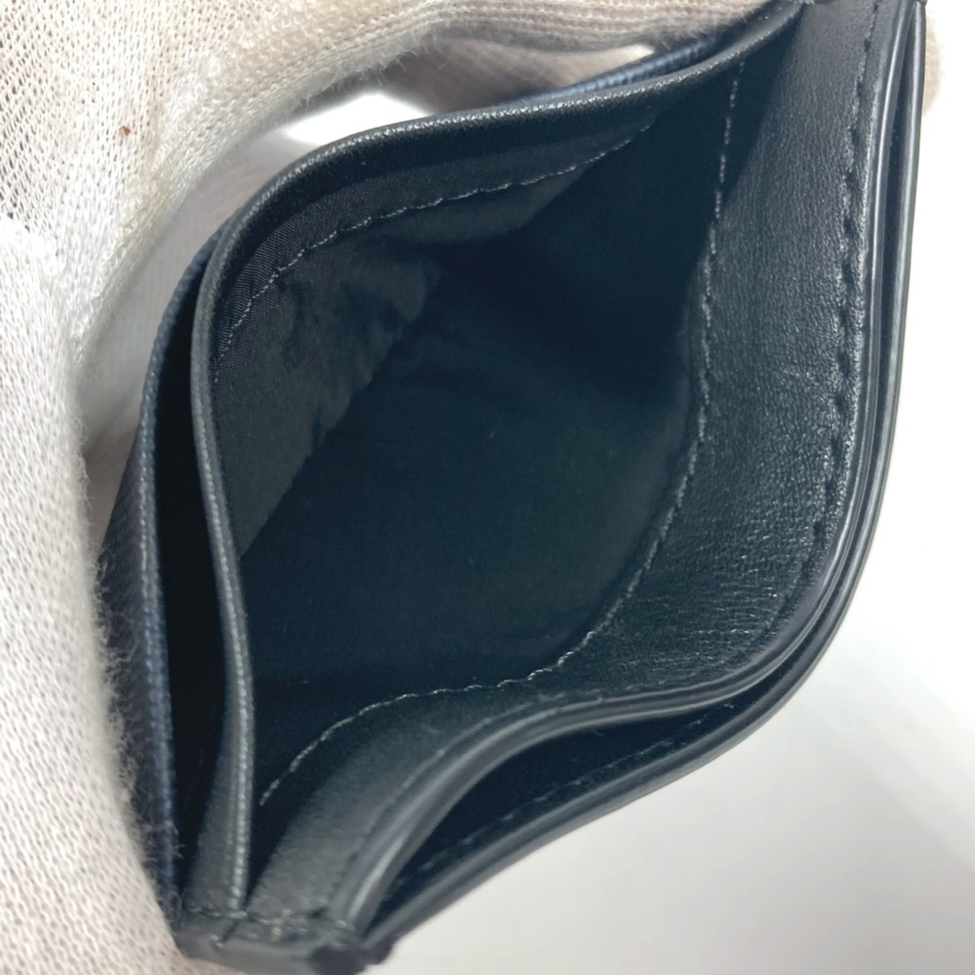 BURBERRY Check Business Card Holder Pass Case Holder/Card Leather Men's Women's Navy