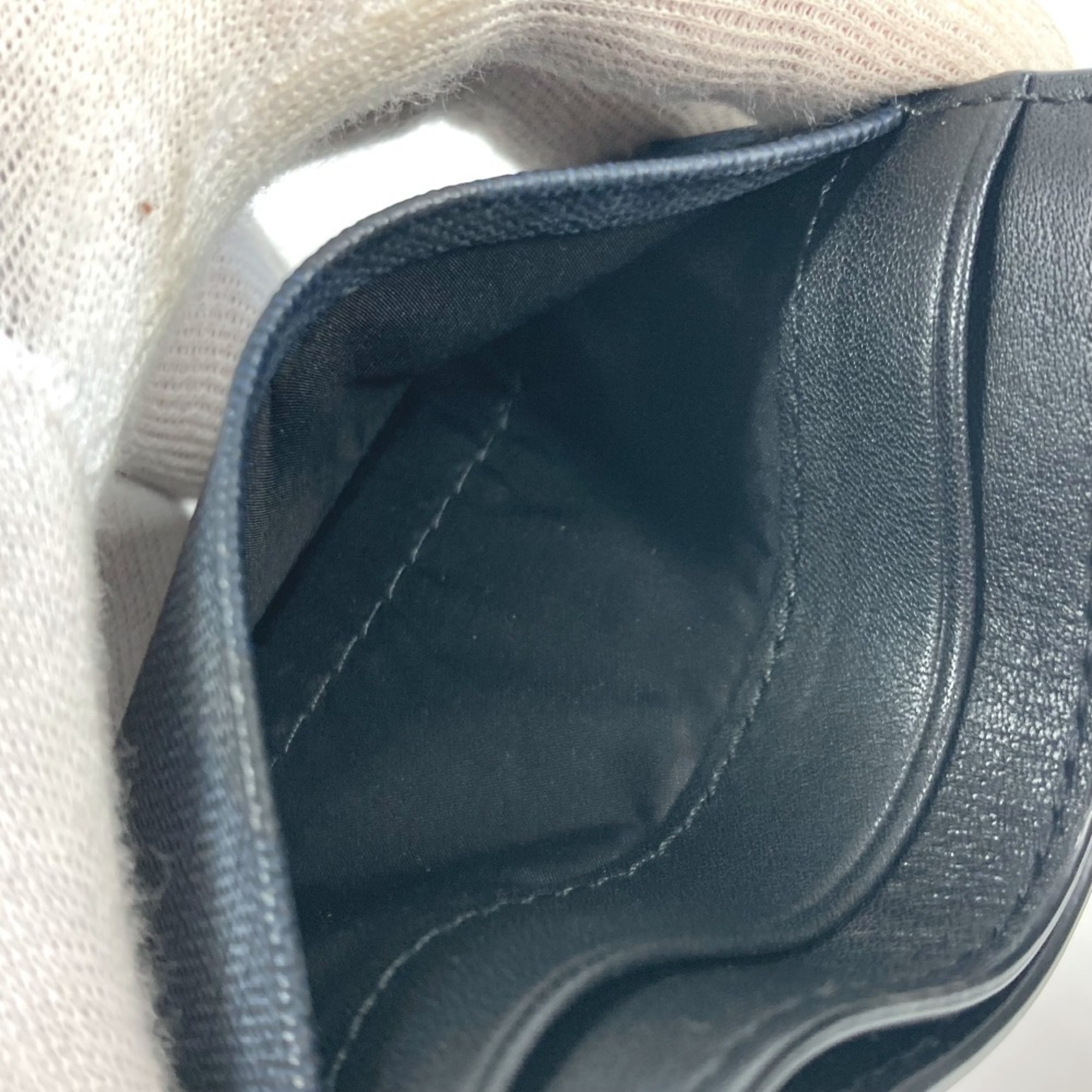 BURBERRY Check Business Card Holder Pass Case Holder/Card Leather Men's Women's Navy