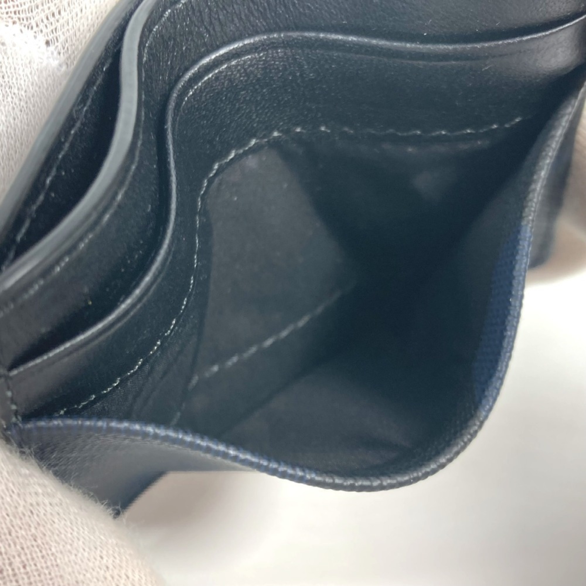 BURBERRY Check Business Card Holder Pass Case Holder/Card Leather Men's Women's Navy