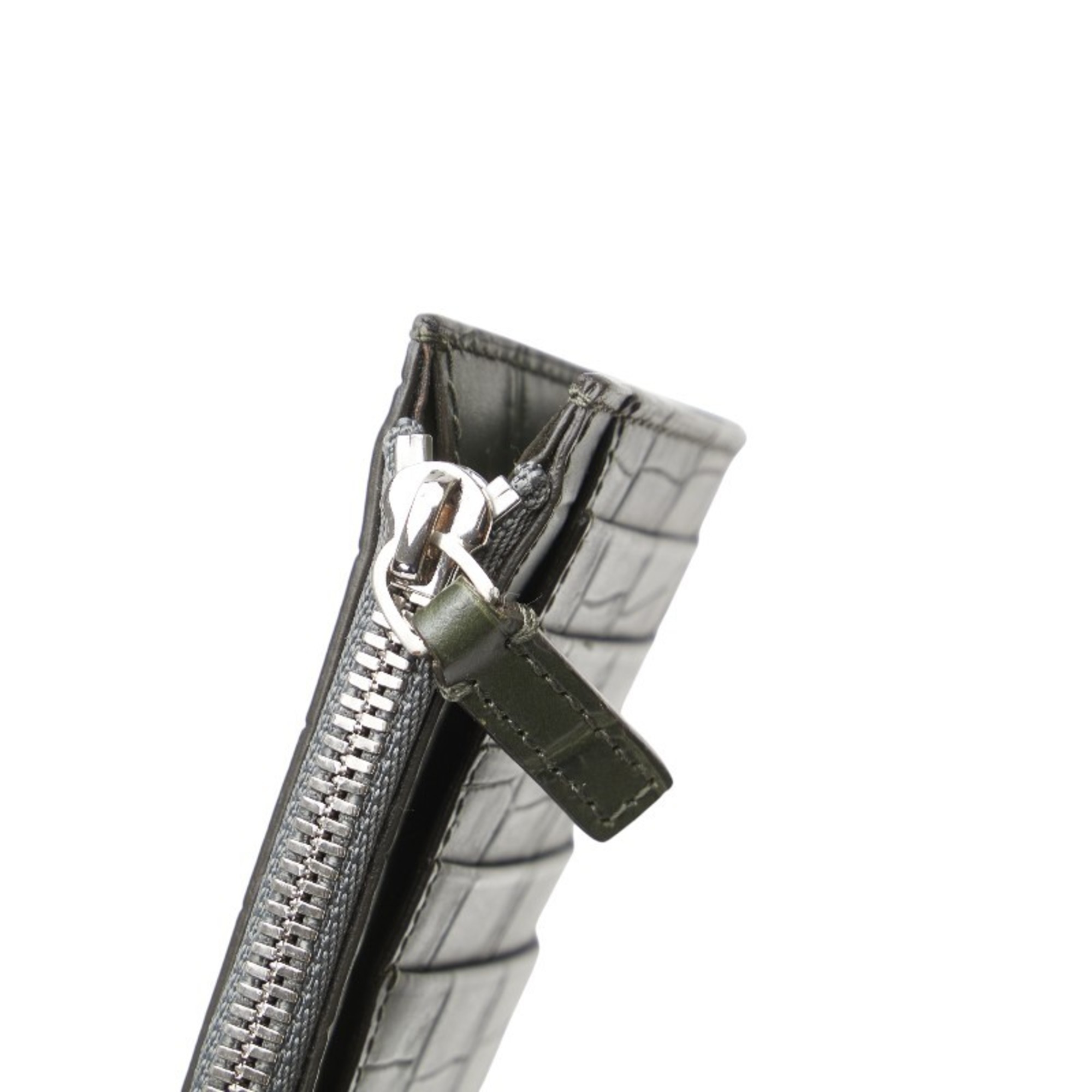 Balenciaga Embossed Card Case, Coin and Fragment Case 640535 Khaki Green Leather Men's BALENCIAGA