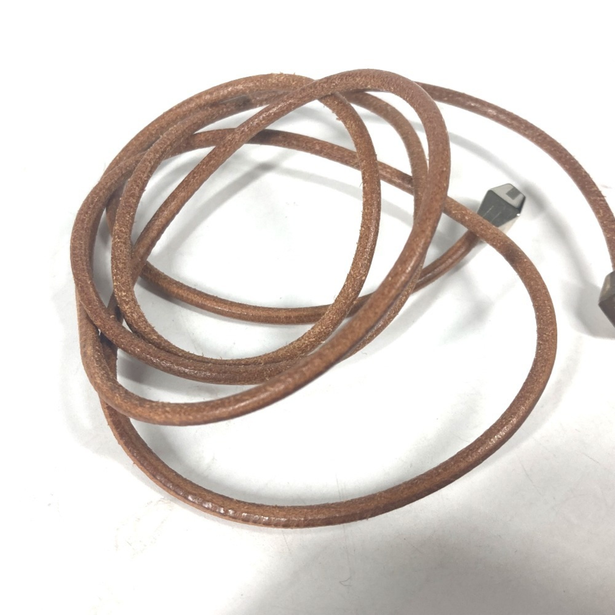 HERMES Hermes Cord Belt Leather Women's Beige