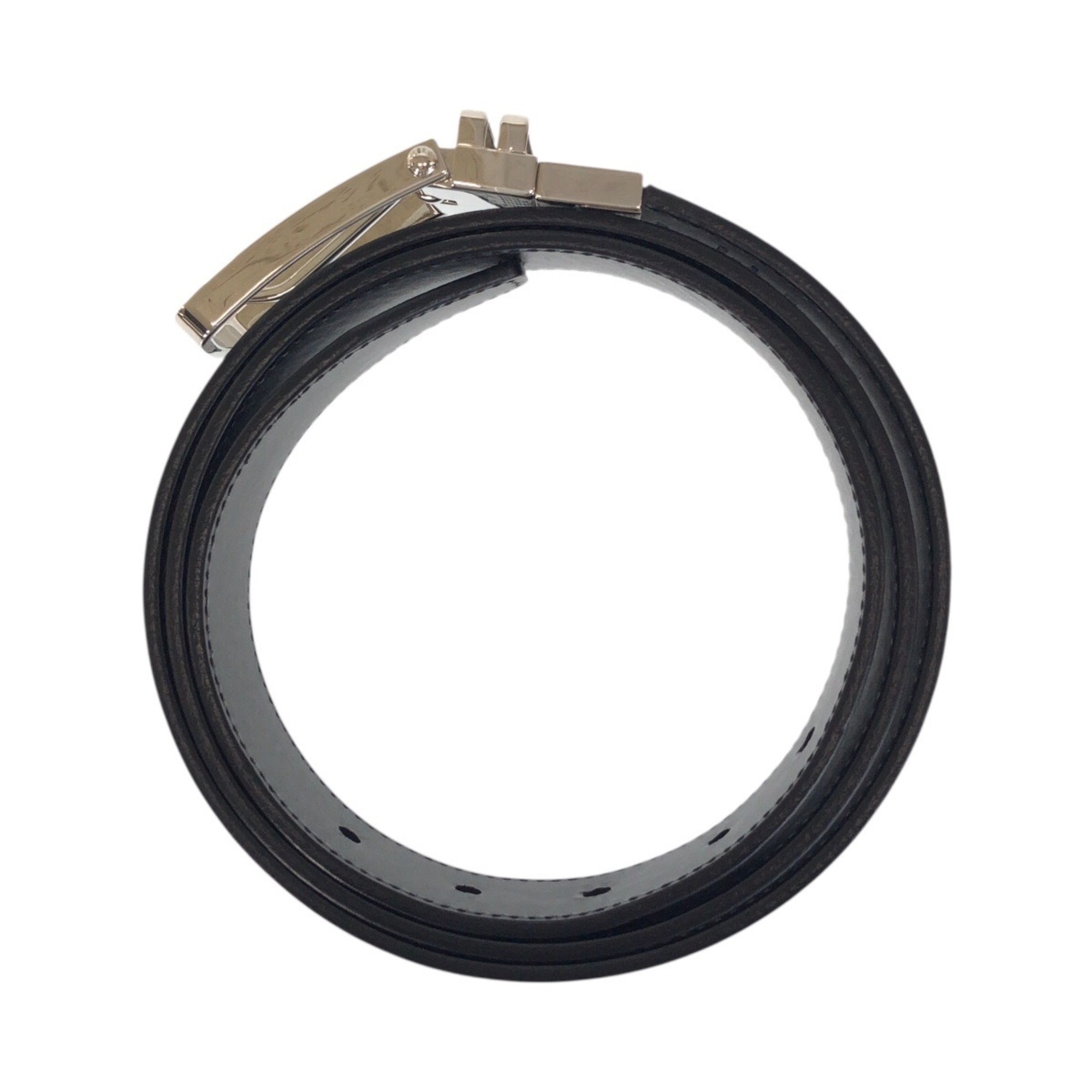 LOUIS VUITTON Damier Infini Santur 105 42 Black with Silver Hardware, Leather Belt, Reversible, Men's