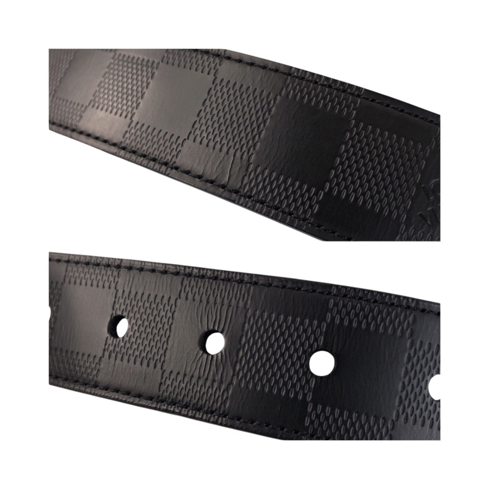 LOUIS VUITTON Damier Infini Santur 105 42 Black with Silver Hardware, Leather Belt, Reversible, Men's