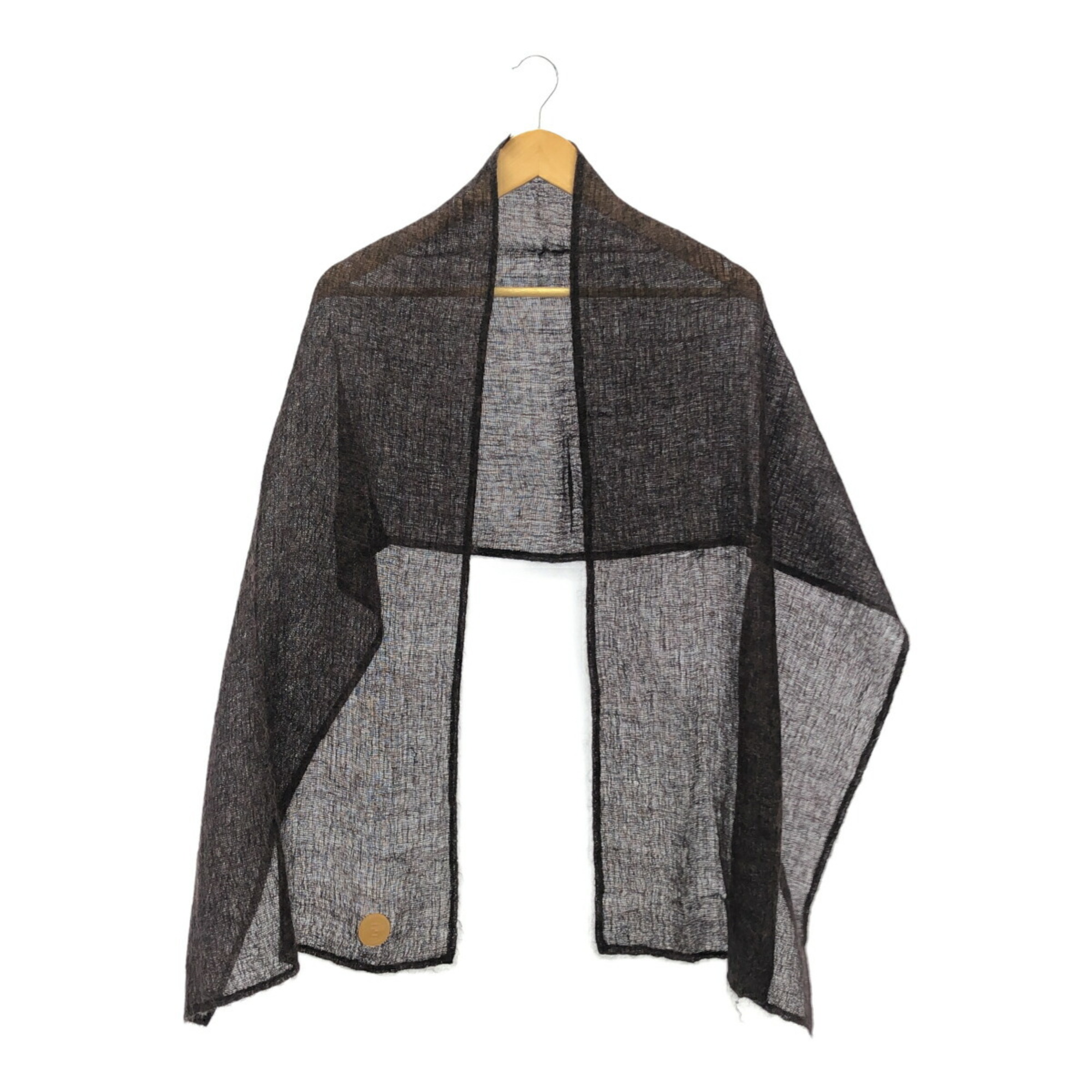 FENDI Lame Stole Scarf, Brown and Black, Mohair Polyester, Women's, Mikunigaoka Store