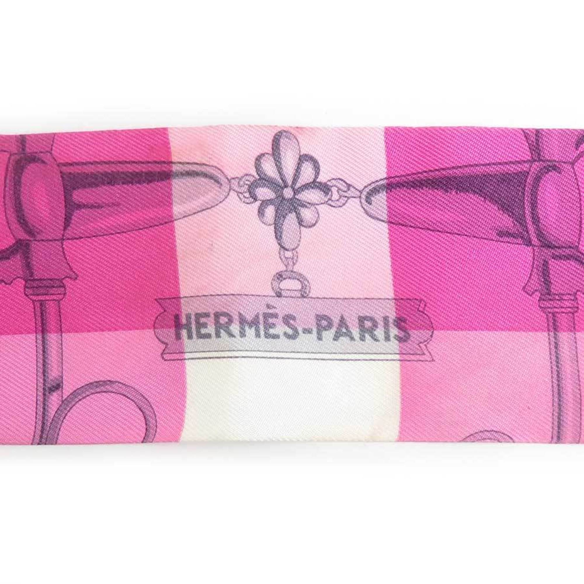 Hermes HERMES Scarf/Muffler Twilly Silk Pink Purple White Women's e60202a