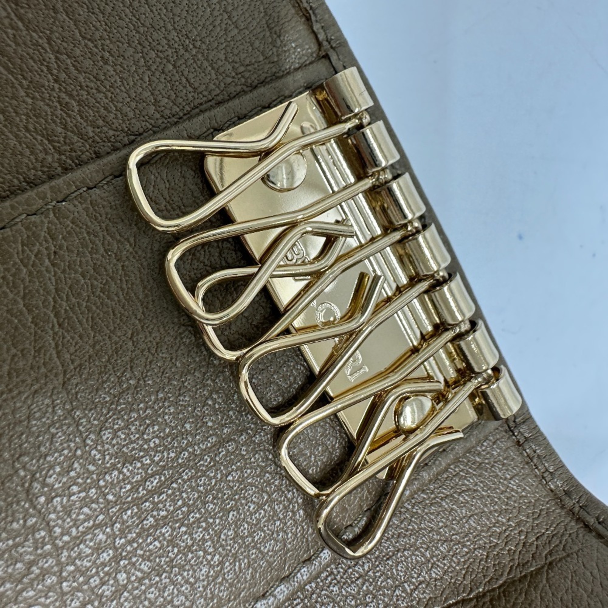 BVLGARI Bvlgari 6-ring double key case, leather, brown, like new, for men