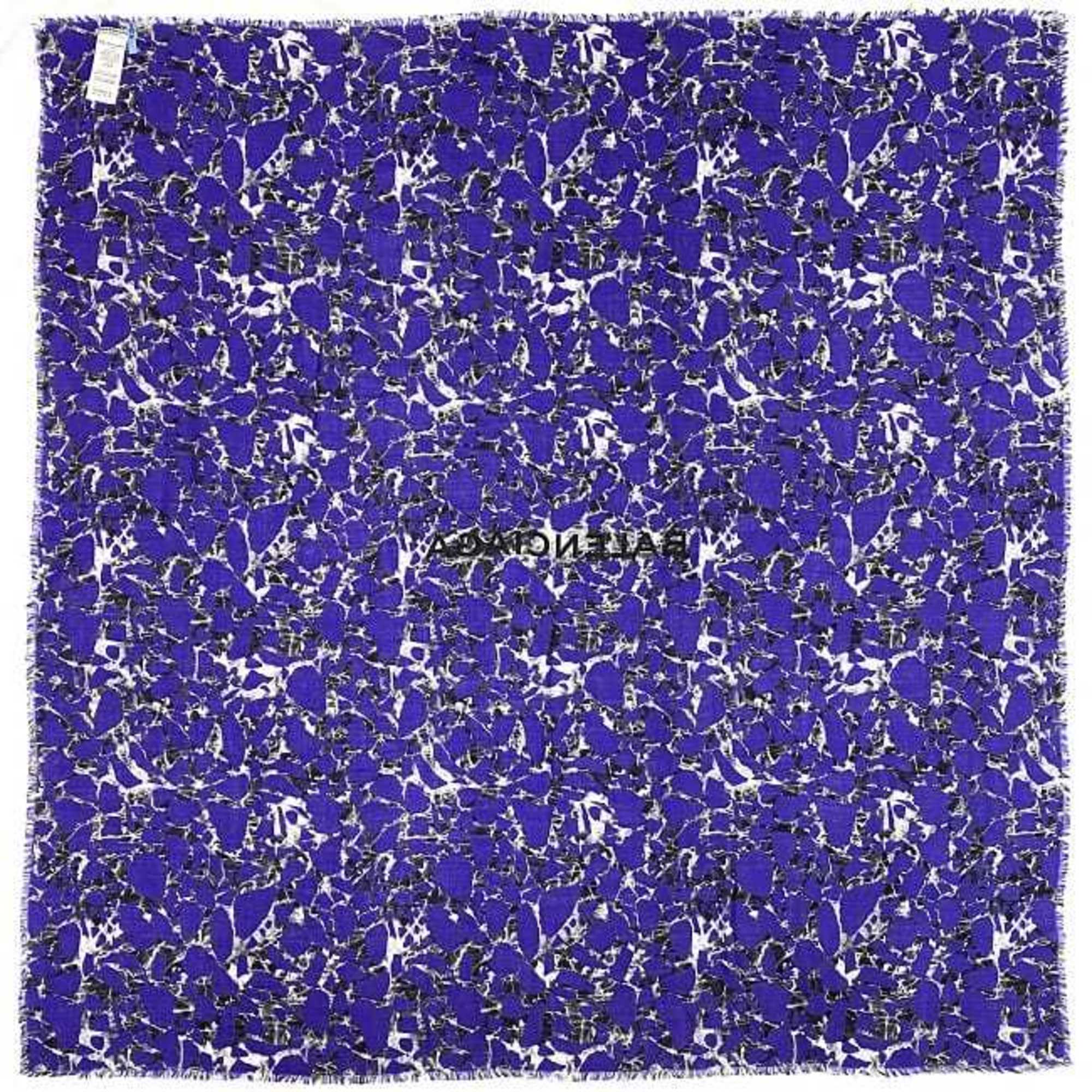 Balenciaga Stole Navy 508313 50% Wool Silk BALENCIAGA Large Square Mosaic Camouflage Ladies