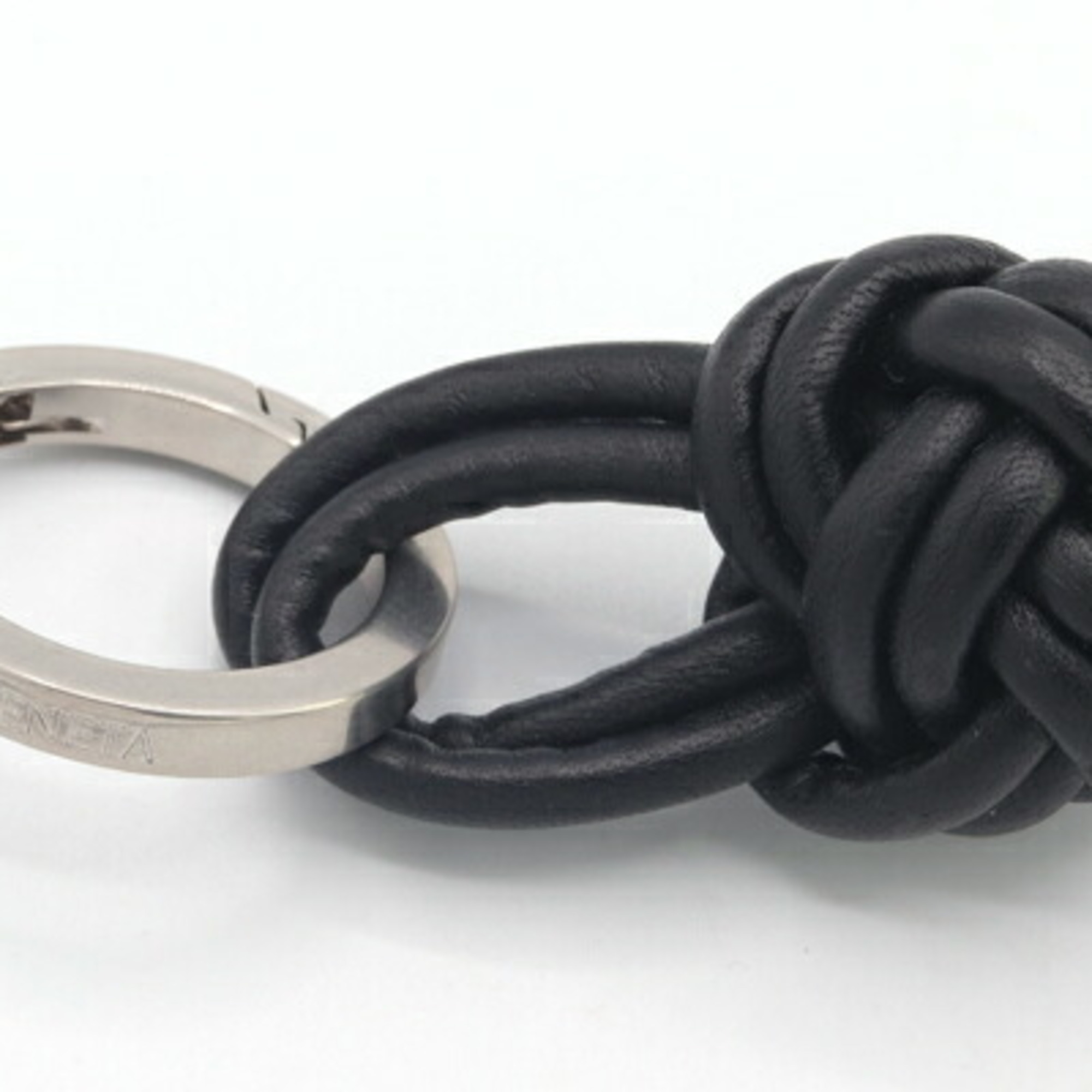 Bottega Veneta Key Ring 639704 Black Leather Keychain Strap Bag Charm for Men and Women BOTTEGA VENETA