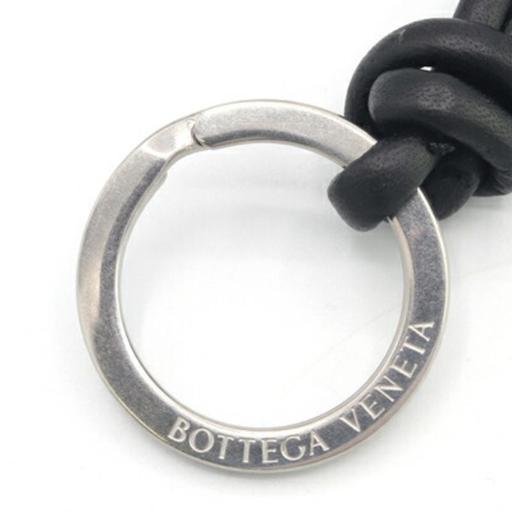 Bottega Veneta Key Ring 639704 Black Leather Keychain Strap Bag Charm for Men and Women BOTTEGA VENETA
