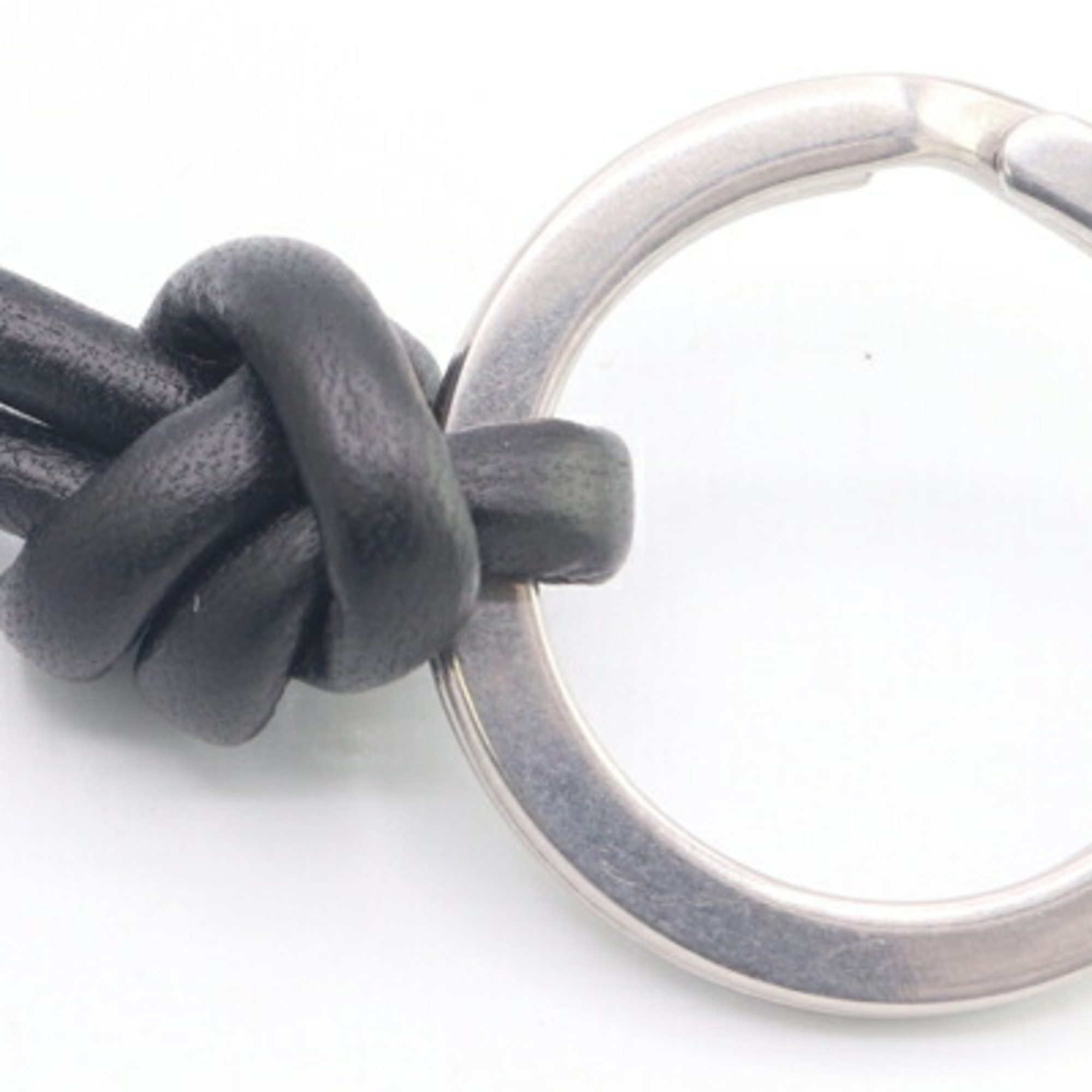 Bottega Veneta Key Ring 639704 Black Leather Keychain Strap Bag Charm for Men and Women BOTTEGA VENETA