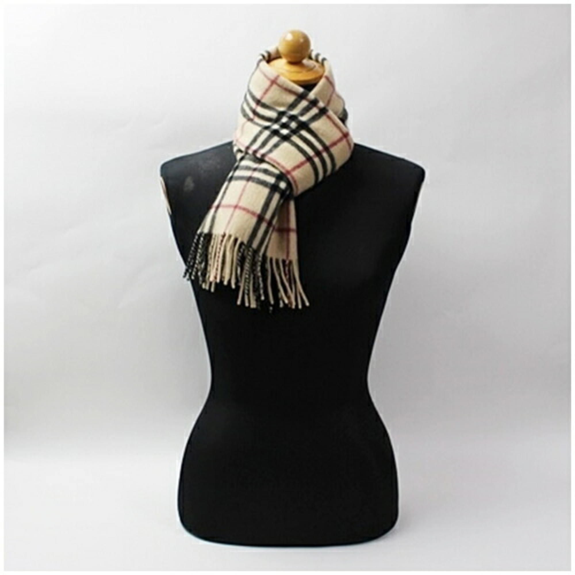 Burberry Cashmere Scarf, Beige x Check, 132 31 cm, Men's and Women's