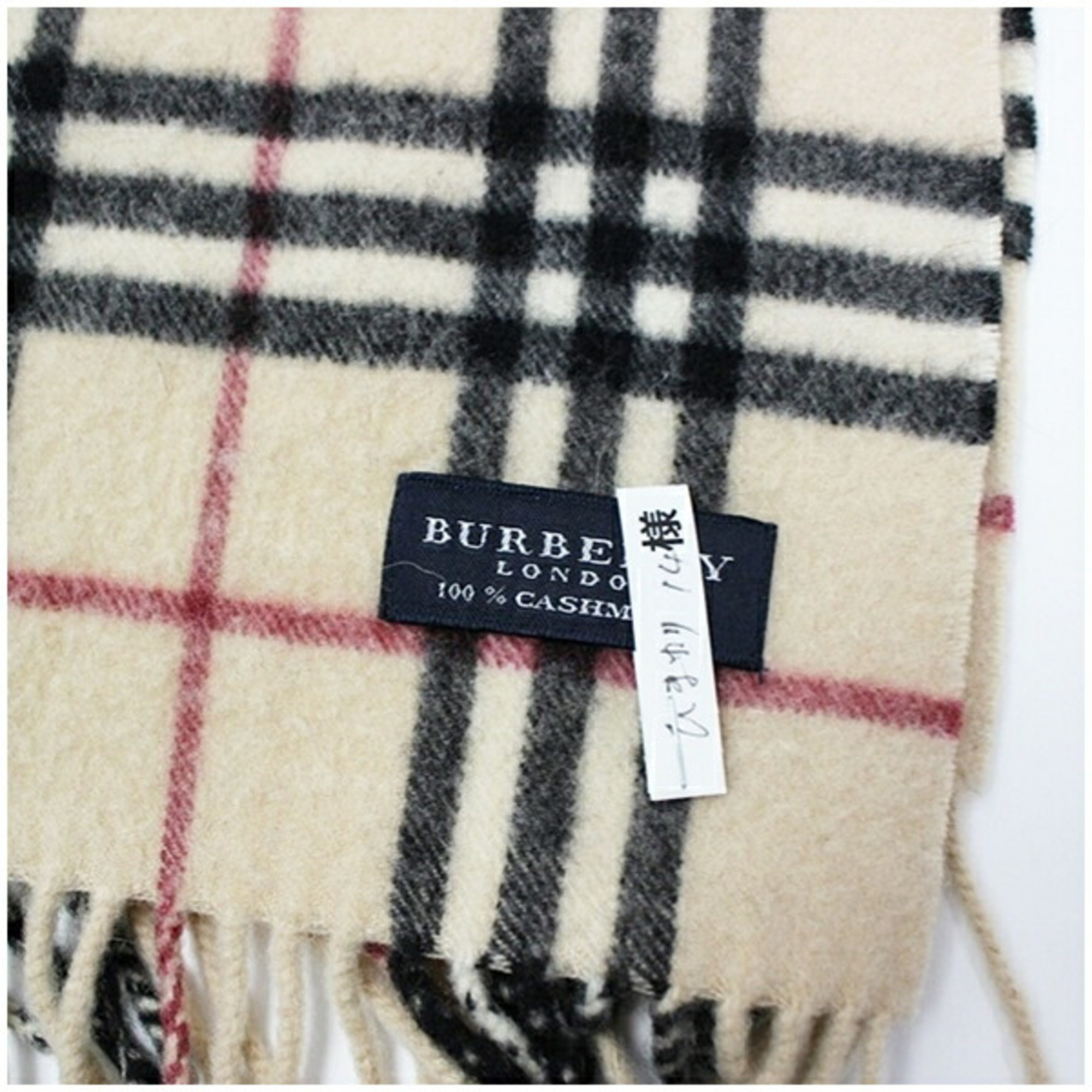 Burberry Cashmere Scarf, Beige x Check, 132 31 cm, Men's and Women's