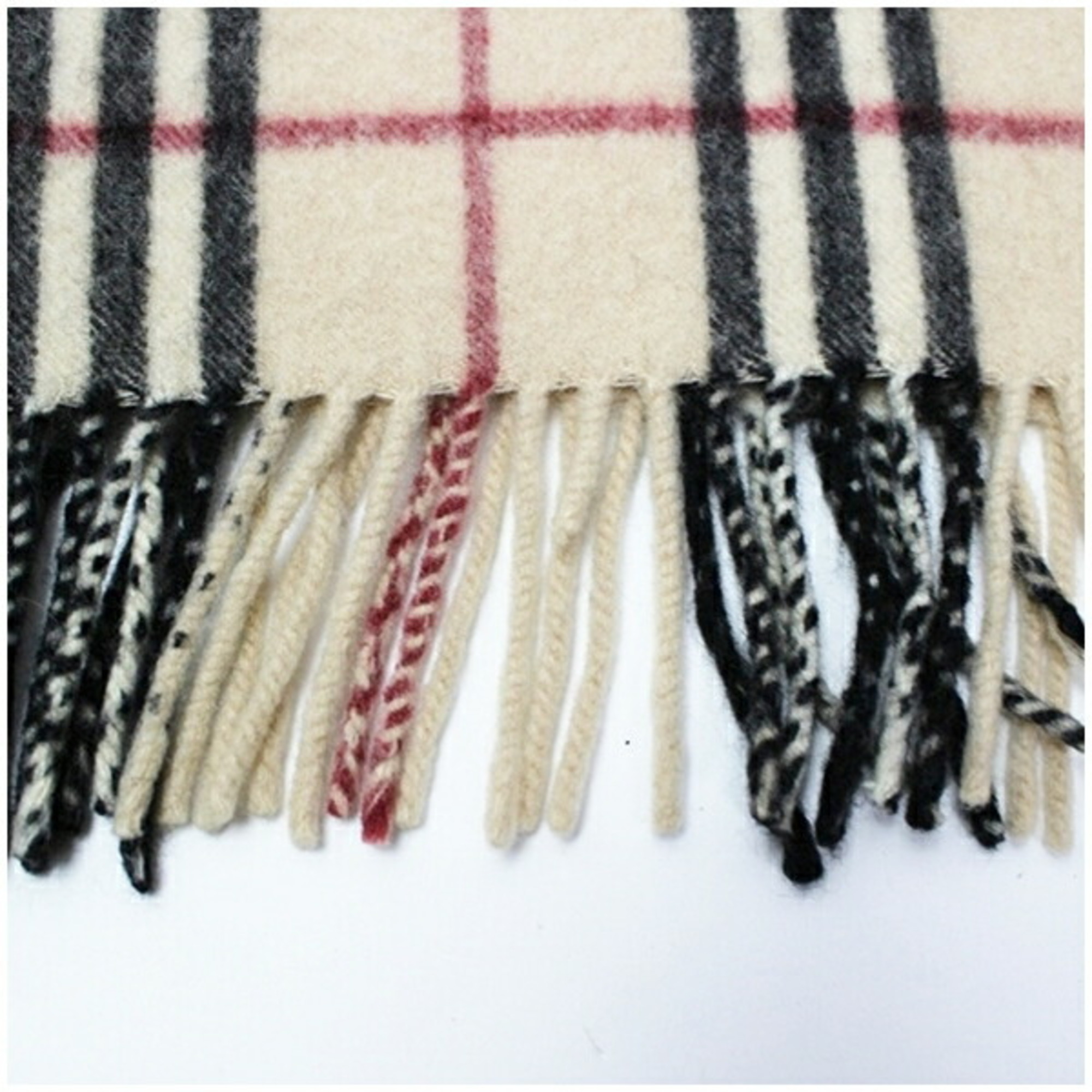 Burberry Cashmere Scarf, Beige x Check, 132 31 cm, Men's and Women's