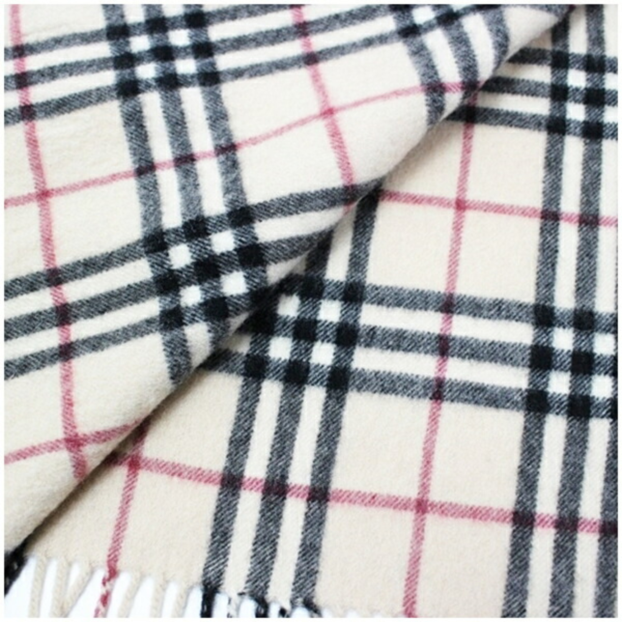 Burberry Cashmere Scarf, Beige x Check, 132 31 cm, Men's and Women's