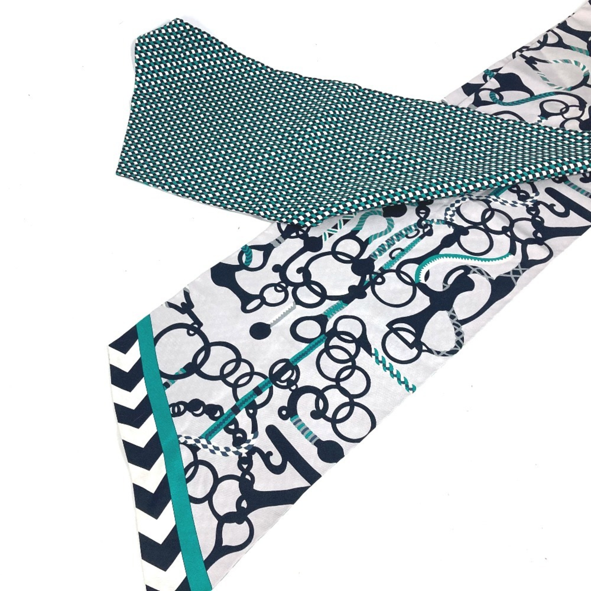 HERMES Maxi Twilly Scarf Silk Women's Green