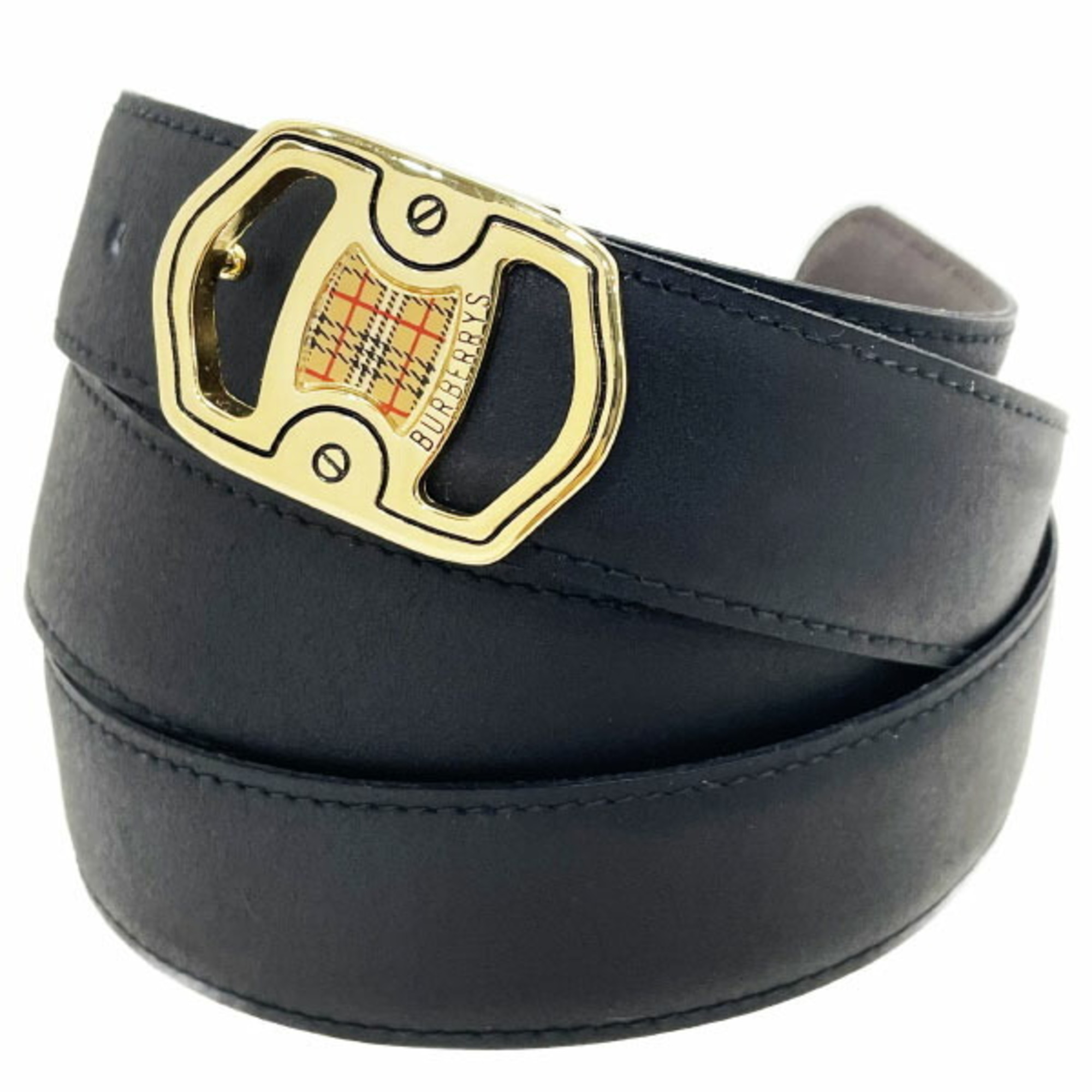Burberry Belt Nova Check Men's Leather Black Size approx. 105cm BURBERRY Burberrys KK-15795