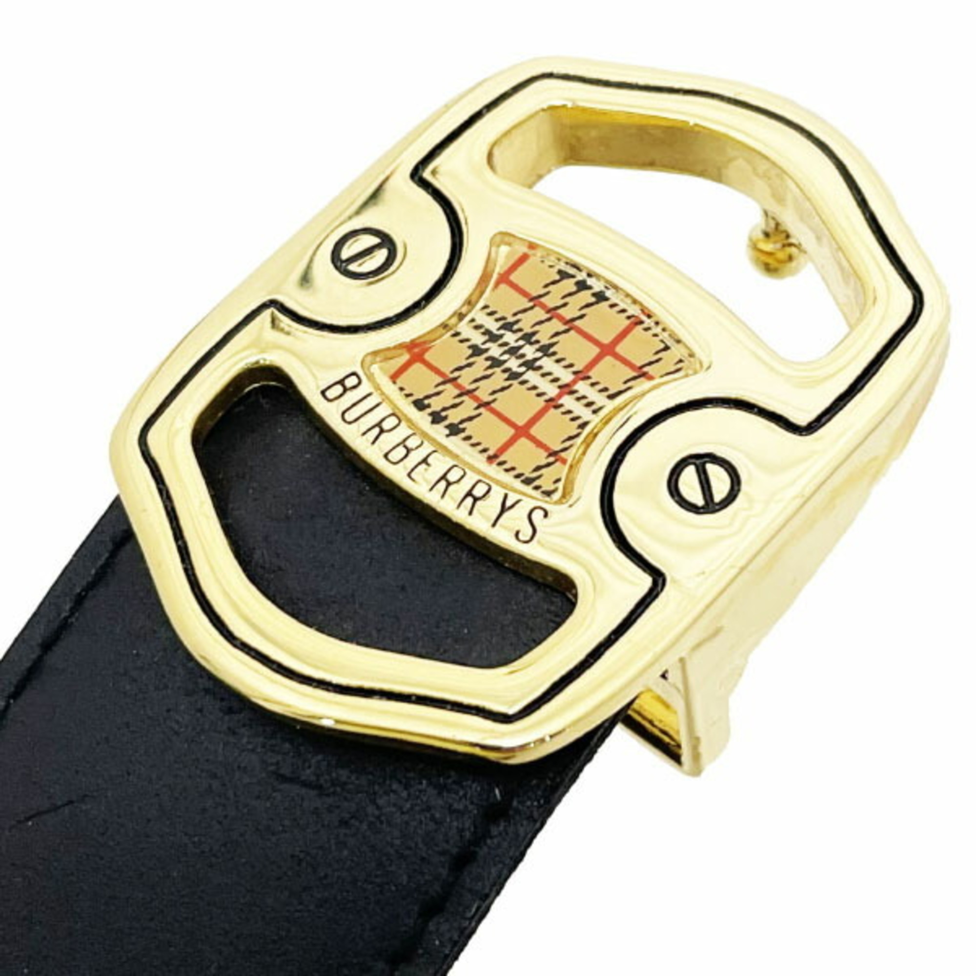 Burberry Belt Nova Check Men's Leather Black Size approx. 105cm BURBERRY Burberrys KK-15795